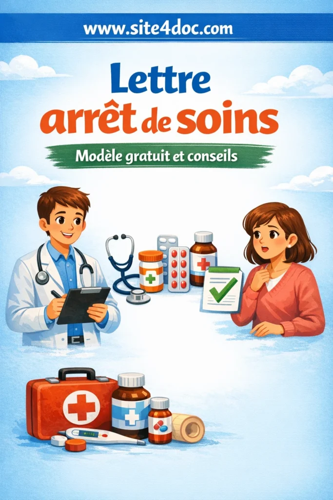 Image claire et professionnelle montrant intro-design-lettre arrêt de soins modèle gratuit prête à l’emploi, avec conseils visuels pour aider les lecteurs à agir immédiatement. Illustration d’une lettre arrêt de soins avec modèle gratuit et conseils pratiques pour une rédaction sereine.