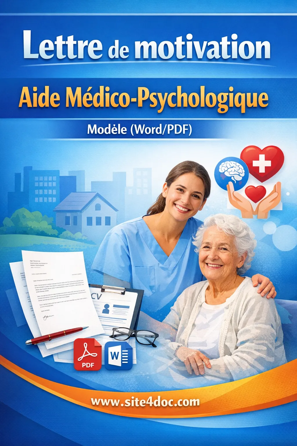 Modèle de lettre de motivation Aide Médico-Psychologique prêt à télécharger en Word et PDF pour candidater dans le secteur du handicap.