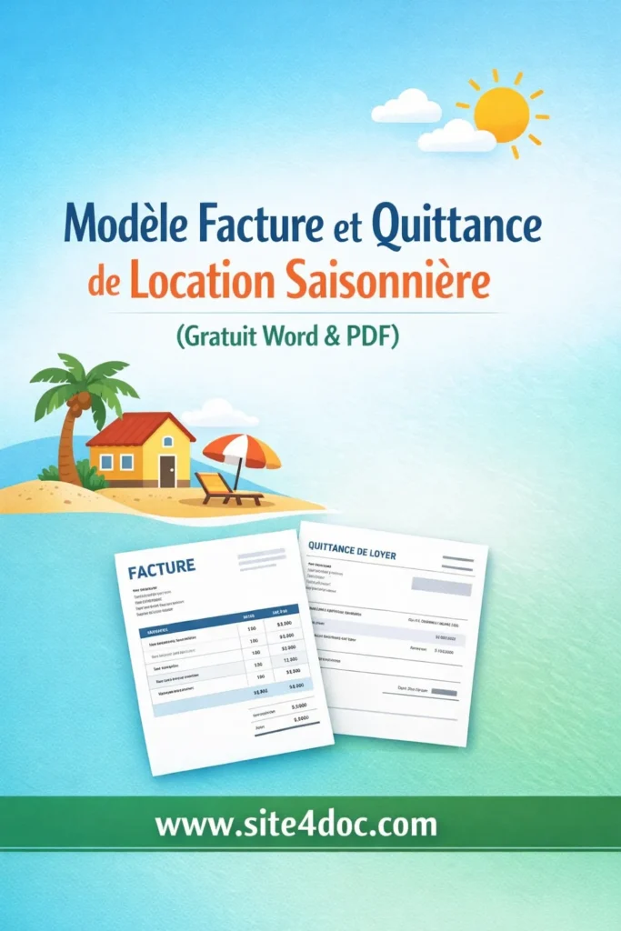 Modèle Facture et Quittance de Location Saisonnière (Gratuit Word & PDF)