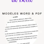 Modèle de document pour reconnaissance de dette gratuit.