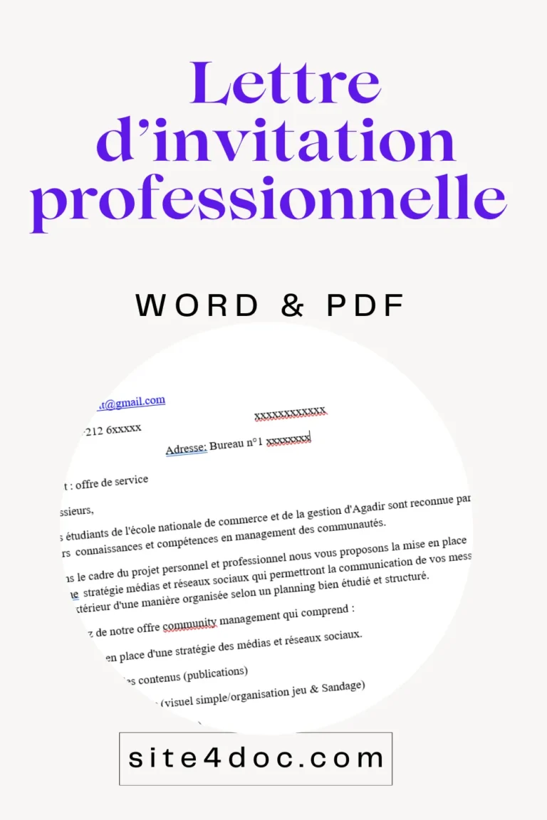 Modèle de lettre d’invitation professionnelle prêt à télécharger en PDF et Word