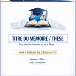 Illustration d'une page de garde UCAD professionnelle pour mémoire ou thèse, mettant en valeur le logo officiel et les informations académiques essentielles.