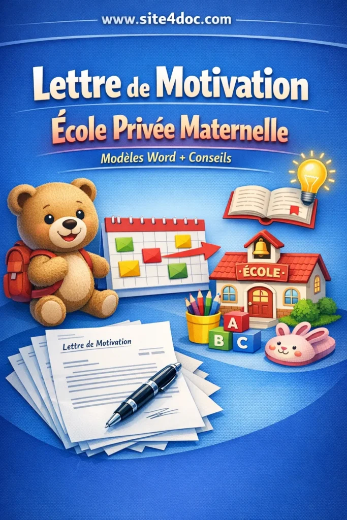 Lettre de Motivation École Privée Maternelle : Modèles Word + Conseils Modèle de lettre de motivation pour poste en école privée maternelle avec conseils et bouton de téléchargement Word
