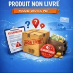 Modèle de lettre de demande de remboursement pour produit non livré avec options de téléchargement Word et PDF.