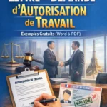 Illustration d’un modèle de lettre de demande d’autorisation de travail prêt à télécharger.