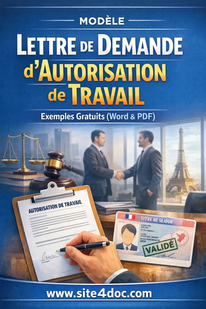 Illustration d&rsquo;un mod&egrave;le de lettre de demande d&rsquo;autorisation de travail pr&ecirc;t &agrave; t&eacute;l&eacute;charger.