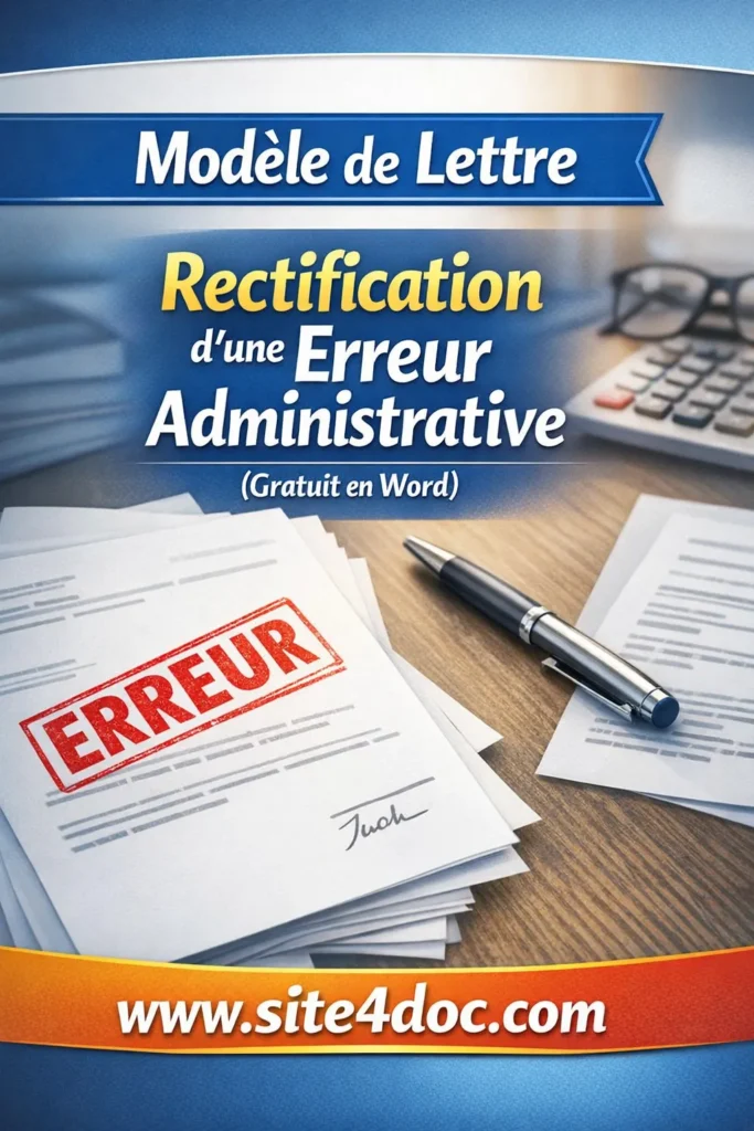 Mod&egrave;le de Lettre Rectification d'une Erreur Administrative (Gratuit en Word)