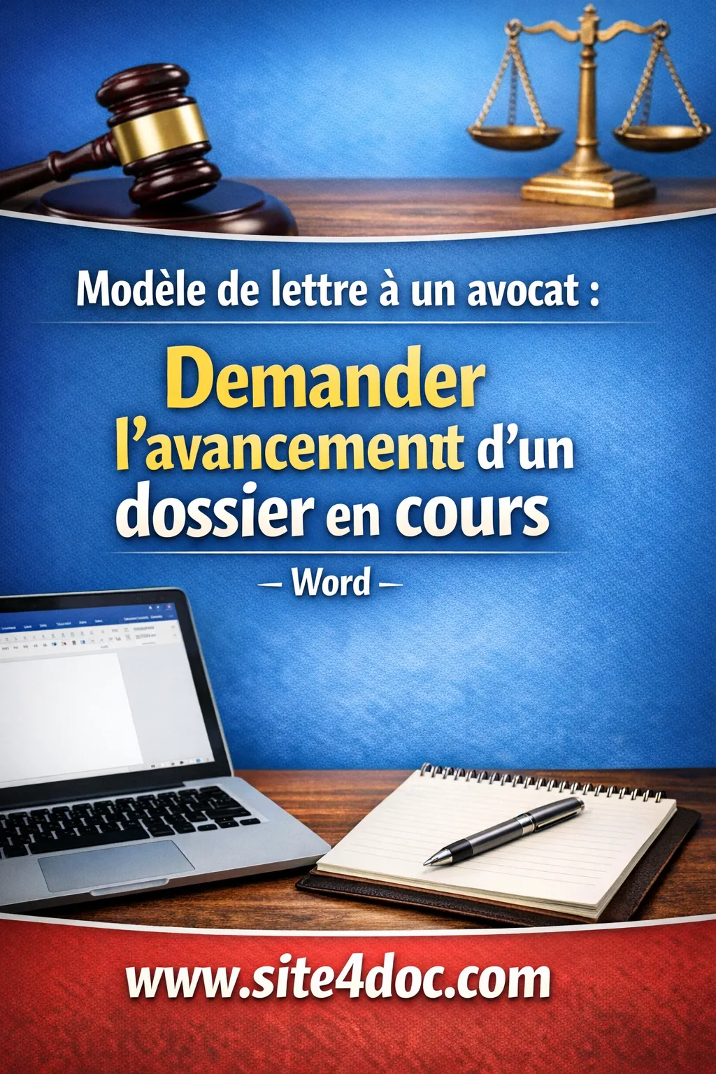 Modèle de lettre à un avocat pour demander l’avancement d’un dossier en cours prêt à télécharger en Word