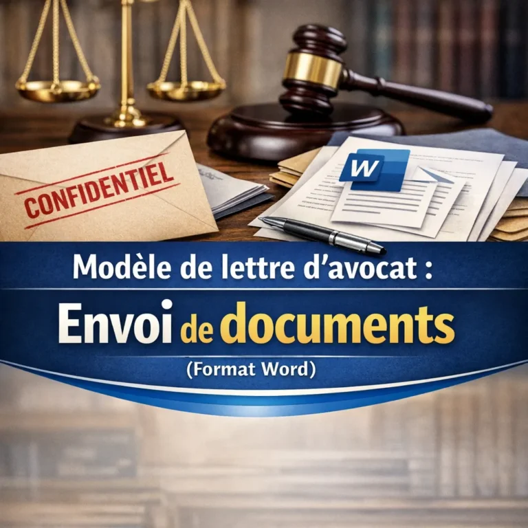 Modèle de lettre professionnelle pour l'envoi de documents administratifs et juridiques.