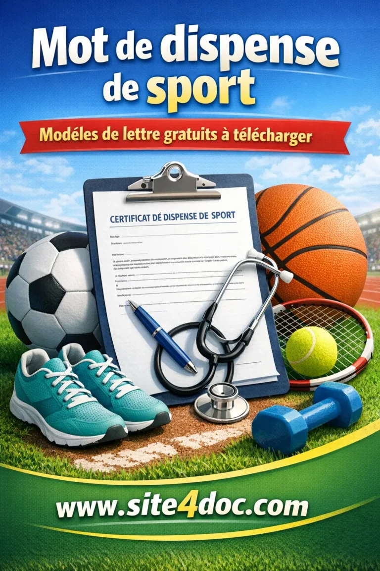 Mot de dispense de sport : Modèles de lettre gratuits à télécharger (Word) 1 Modèle de lettre officiel de dispense de sport prêt à télécharger en format Word