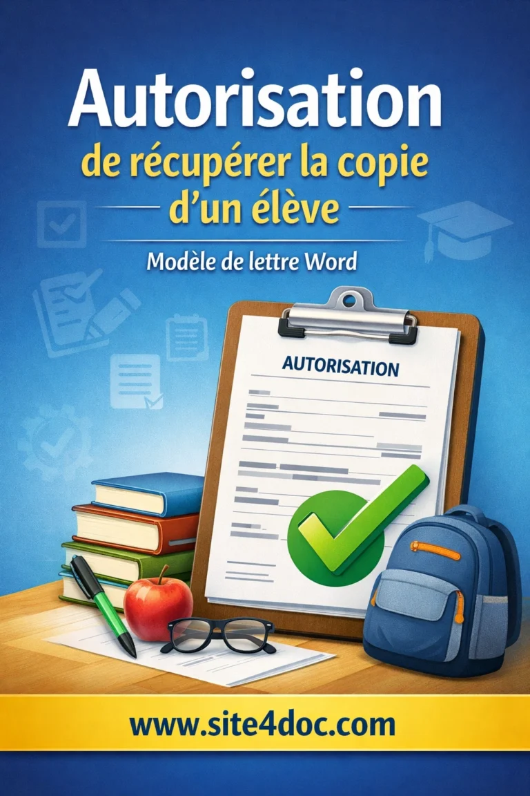 Autorisation de récupérer la copie d'un élève : Modèle de lettre Word 1 Autorisation de récupérer la copie d'un élève Modèle de lettre Word