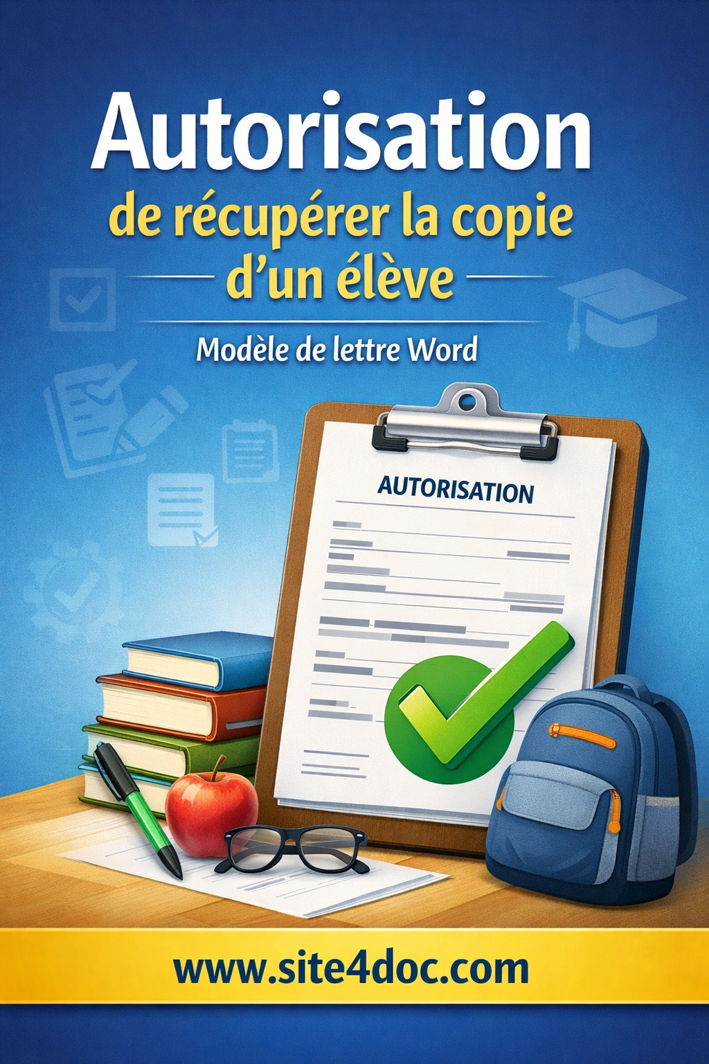 Autorisation de récupérer la copie d'un élève Modèle de lettre Word