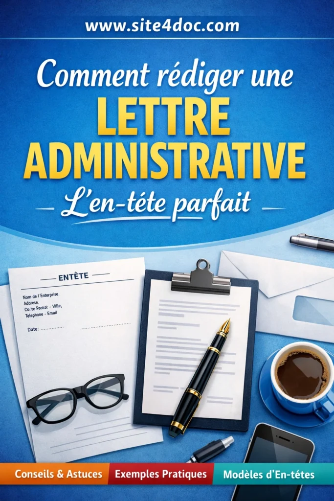 Illustration d'une lettre administrative professionnelle avec en-t&ecirc;te clair et structure formelle.