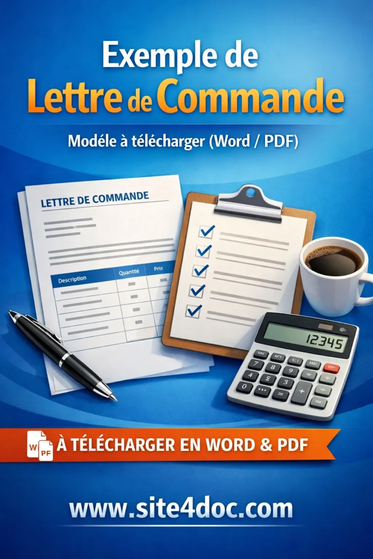 Modèle de lettre de commande professionnel à télécharger en Word et PDF