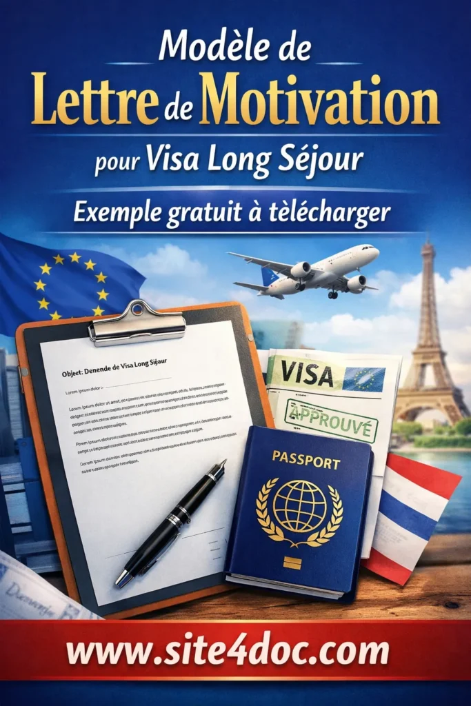Mod&egrave;le de lettre de motivation pour visa long s&eacute;jour &agrave; t&eacute;l&eacute;charger gratuitement en format Word