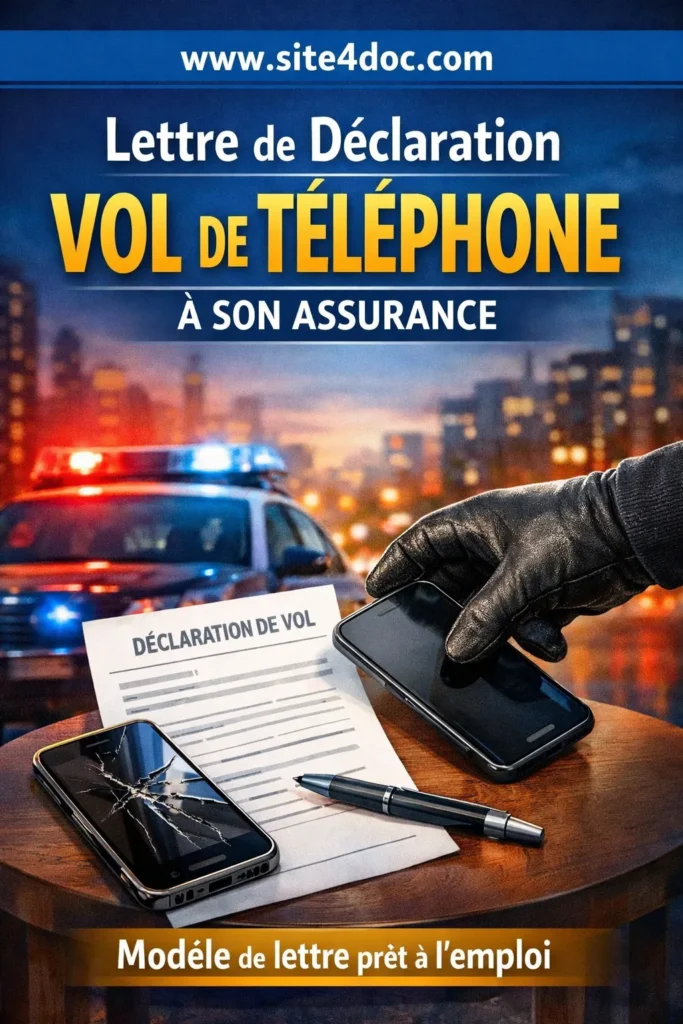 Modèle de lettre déclaration vol téléphone assurance - Document Word à télécharger