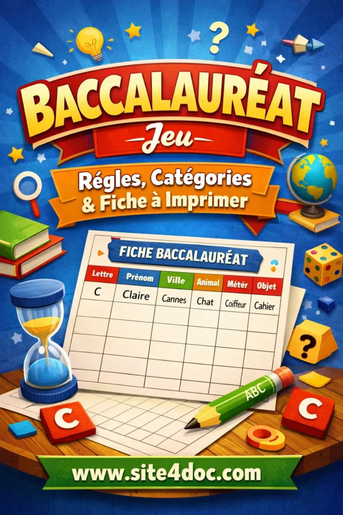 Règles, catégories et fiche à imprimer pour jouer au baccalauréat jeu en famille, entre amis ou en classe. Règles, catégories et fiche à imprimer pour jouer au baccalauréat jeu en famille, entre amis ou en classe.