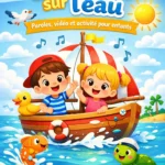 illustration d'un petit bateau en papier flottant sur une rivière, style doux et coloré adapté à la petite enfance — alt text : "comptine bateau sur l'eau pour enfants"
