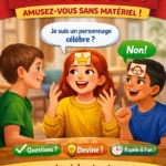 Enfants jouant au jeu Qui suis‑je, activité ludique sans matériel – www.site4doc.com