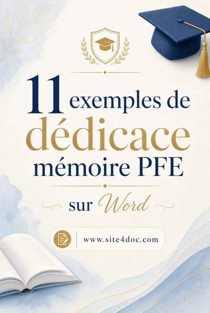 11 exemples de dédicace mémoire PFE sur Word - Guide complet avec modèles gratuits