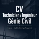 Couverture CV Word technicien ingénieur génie civil France - Modèle professionnel téléchargeable sur site4doc.com