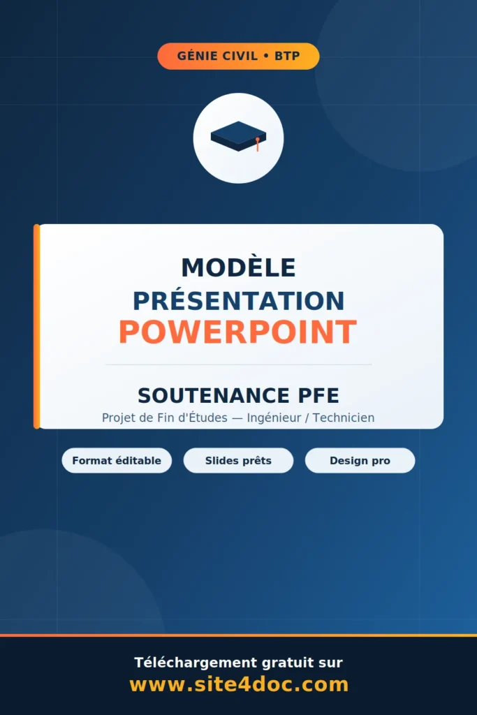 Modèle de présentation PowerPoint gratuit pour soutenance PFE génie civil - site4doc