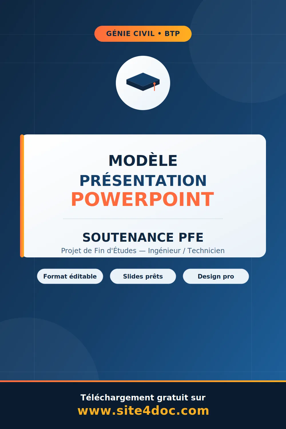 Modèle de présentation PowerPoint gratuit pour soutenance PFE génie civil - site4doc