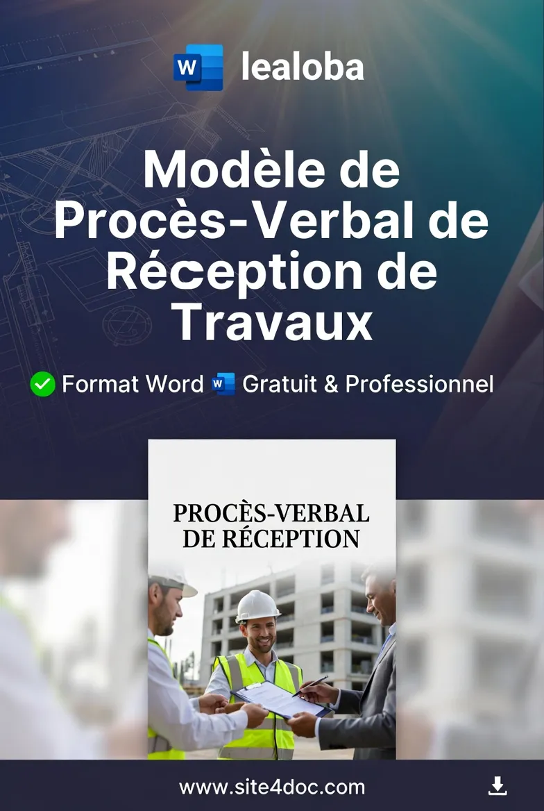 Modèle de procès-verbal de réception de travaux Word gratuit – site4doc.com