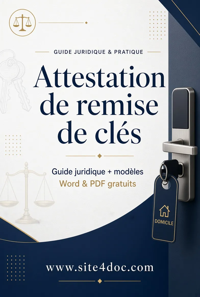 Attestation de remise de clés – Guide juridique complet avec modèles Word et PDF gratuits – site4doc.com