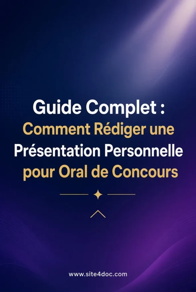 Guide Complet : Comment Rédiger une Présentation Personnelle pour Oral de Concours | site4doc.com Guide complet pour rédiger une présentation personnelle réussie à l’oral de concours – conseils pratiques et exemples