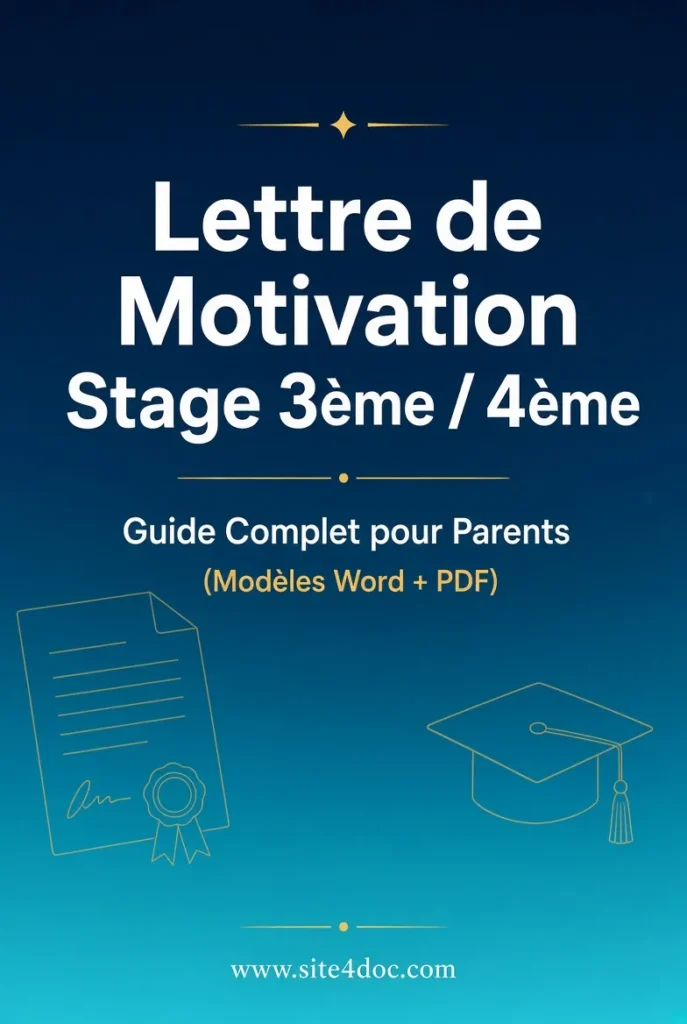 Lettre de Motivation Stage 3ème / 4ème – Guide Complet pour Parents Couverture guide lettre de motivation stage 3ème 4ème pour parents – modèles Word et PDF gratuits