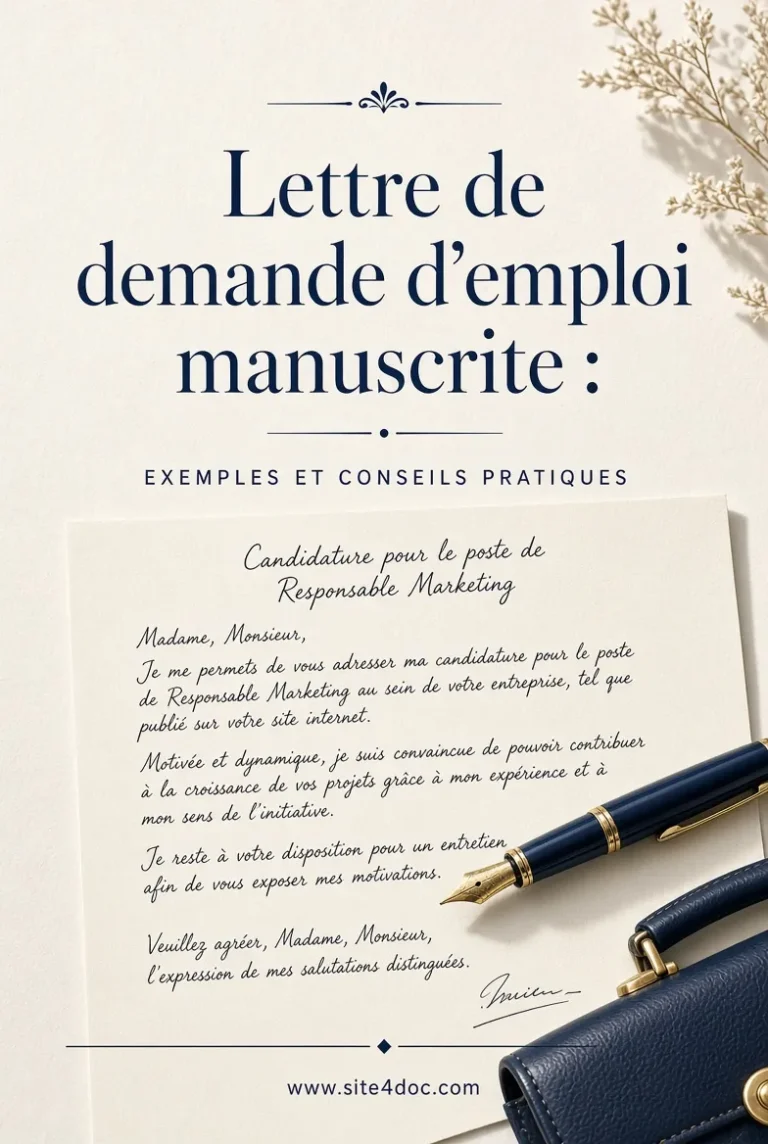 Lettre de demande d’emploi manuscrite : exemples et conseils pratiques – guide complet site4doc.com