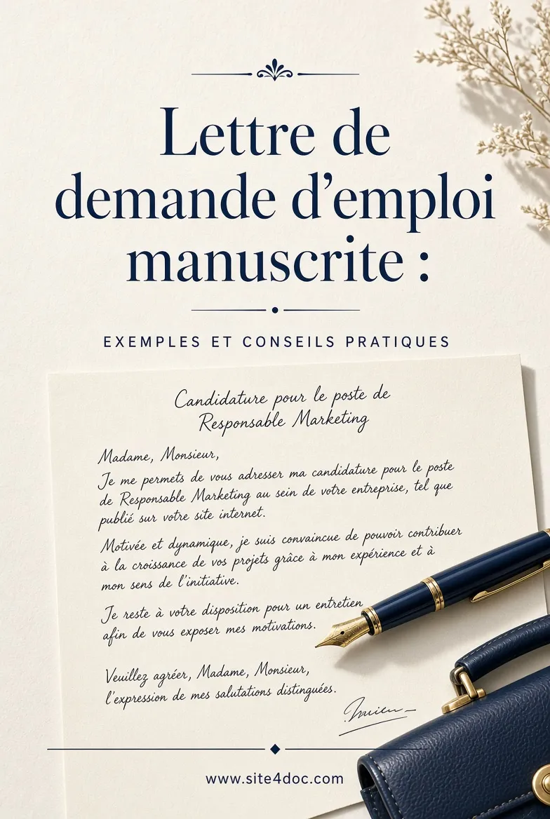 Lettre de demande d’emploi manuscrite : exemples et conseils pratiques – guide complet site4doc.com
