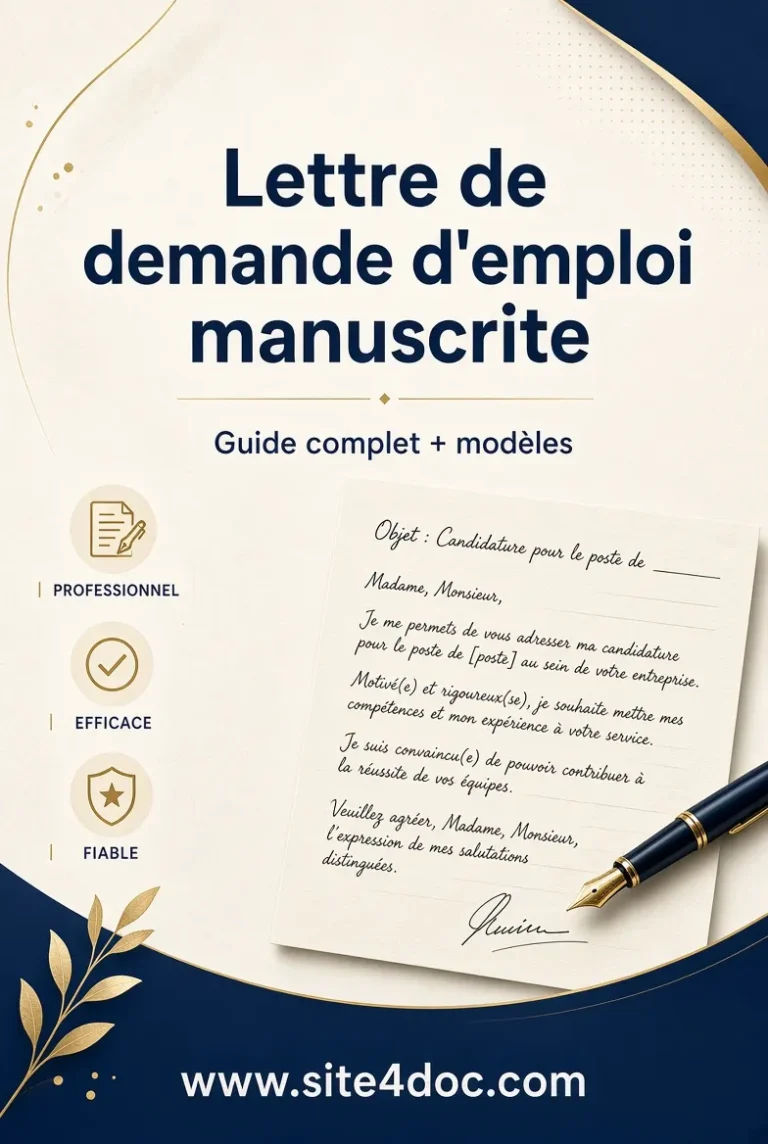 Lettre de demande d'emploi manuscrite – Guide complet 2026 1 Lettre de demande d'emploi manuscrite – Guide complet + modèles gratuits