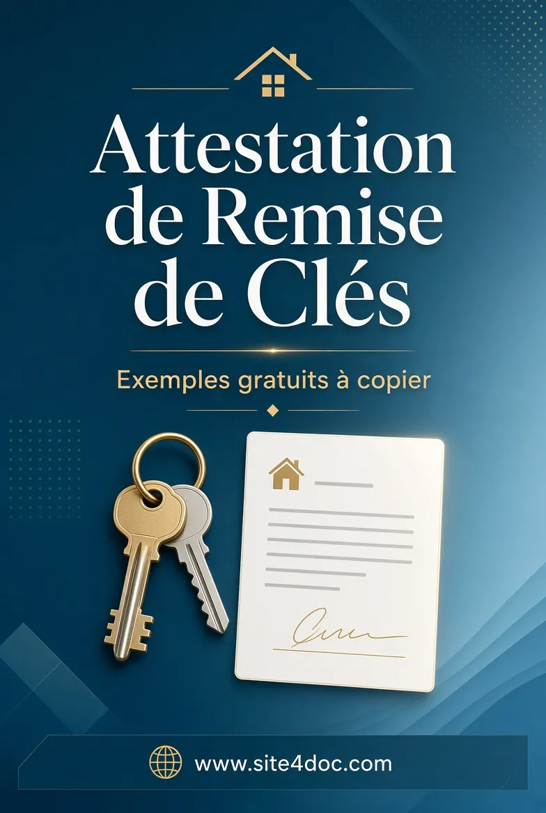 Attestation de Remise de Clés – Exemples gratuits à copier | Modèles gratuits
