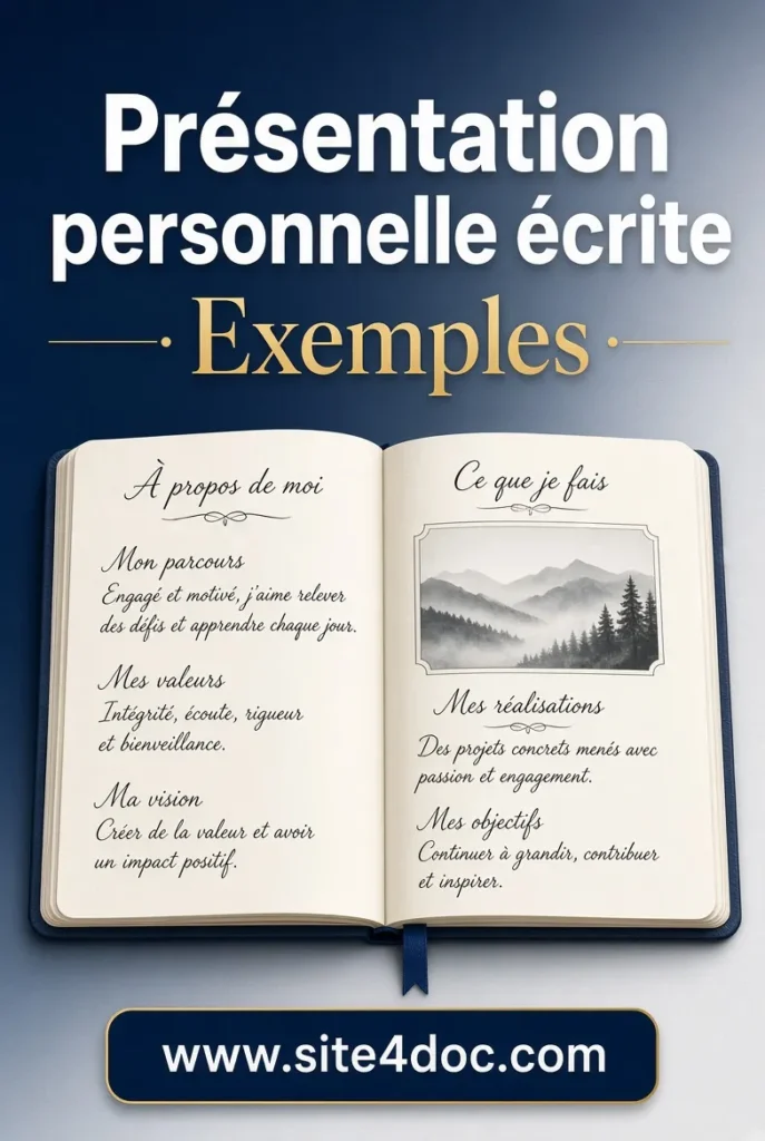 Présentation personnelle écrite - Exemples - Site4Doc Présentation personnelle écrite - Exemples - Site4Doc